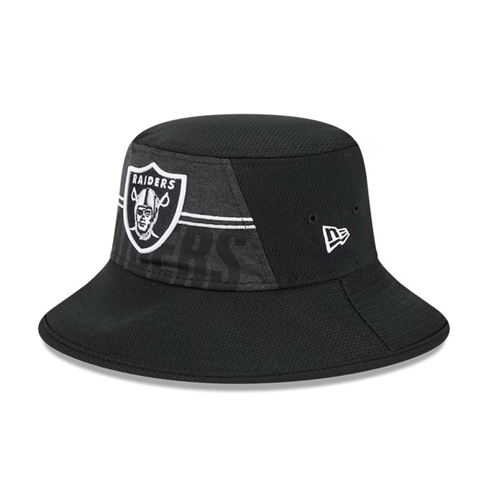 Mens New Era Las Vegas Raiders 2023 NFL Training Camp Bucket Hat Black Size M/L